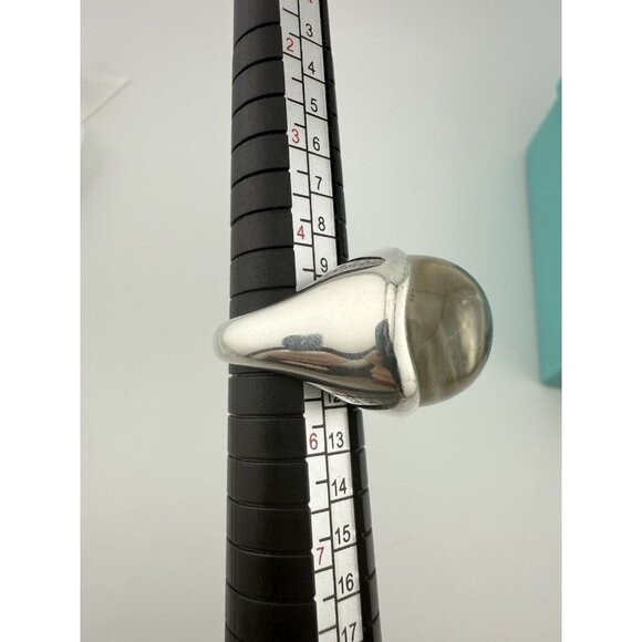 Tiffany & Co. Elsa Peretti 19mm Rock Crystal Cabochon Ring in Silver Size 5 - Picture 6 of 11